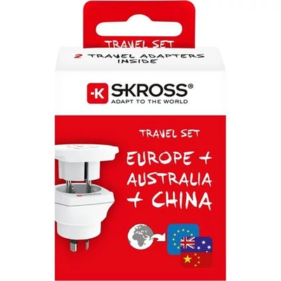 Adapter, Ausztráliába, Kínába, Európába utazóknak, földelt, SKROSS