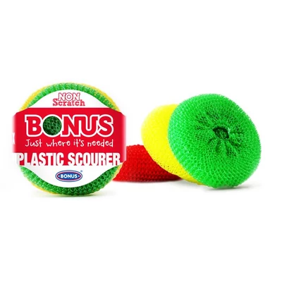 Műanyag súroló, 3 db, BONUS, vegyes színek