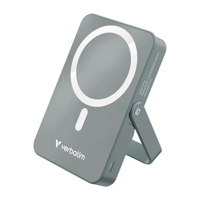 Power bank, külső akkumulátor, mágneses (vezeték nélküli), 10.000mAh, kitámasztó, VERBATIM 
