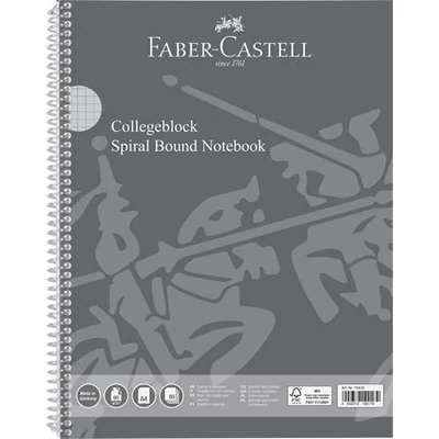 Spirálfüzet, A4, kockás, 80 lap, perforált, lyukasztott, FABER-CASTELL