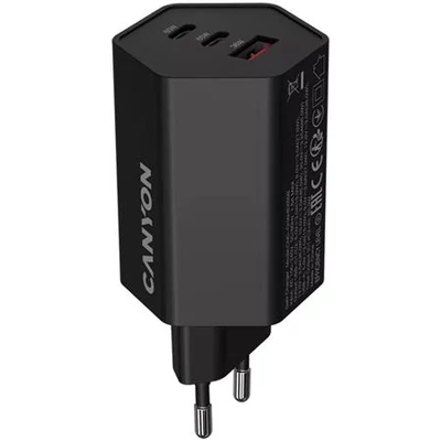 Hálózati töltő, 1xUSB-A, 2xUSB-C, 65W, CANYON 