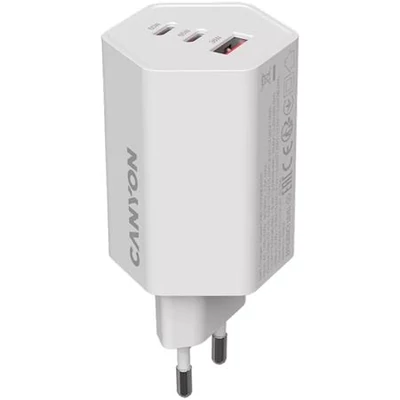 Hálózati töltő, 1xUSB-A, 2xUSB-C, 65W, CANYON 
