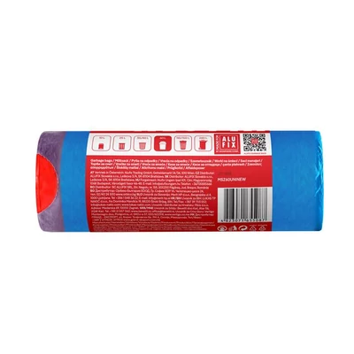 Szemeteszsák, zárószalagos, 60 l, 15 db, ALUFIX
