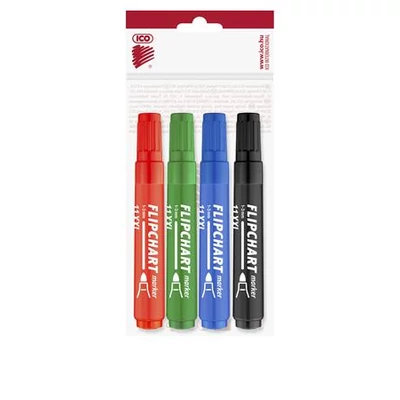 Flipchart marker készlet, 1-3 mm, kúpos, ICO 