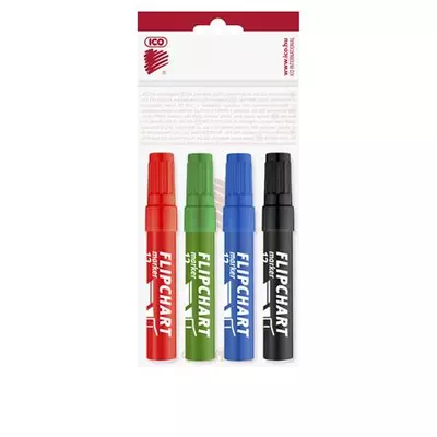 Flipchart marker készlet, 1-4 mm, vágott, ICO "Artip 12", 4 különböző szín