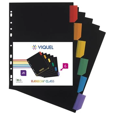 Regiszter, műanyag, A4 Maxi, 6 részes, VIQUEL 