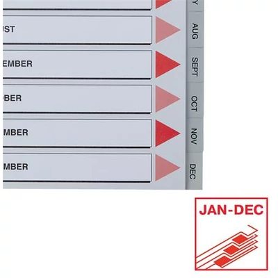 Regiszter, műanyag, A4, Jan-Dec, ESSELTE, szürke