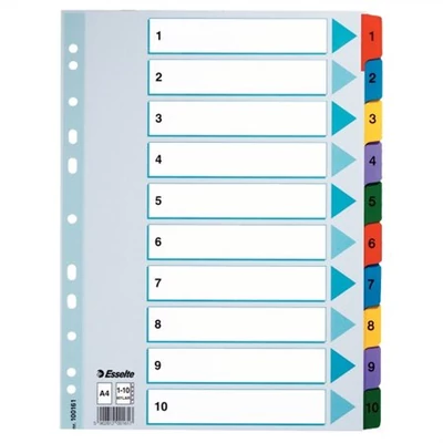Regiszter, karton, A4, 1-10, ESSELTE 