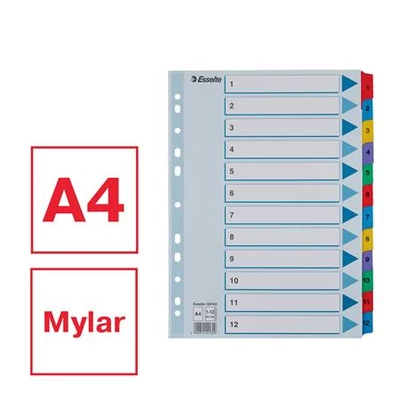 Regiszter, karton, A4, 1-12, ESSELTE 