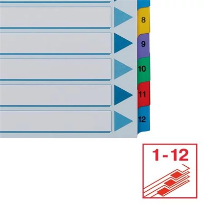 Regiszter, karton, A4, 1-12, ESSELTE 