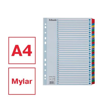 Regiszter, karton, A4, 1-31, ESSELTE 