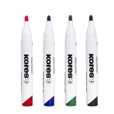 Tábla- és flipchart marker készlet, 1-3 mm, kúpos, KORES 