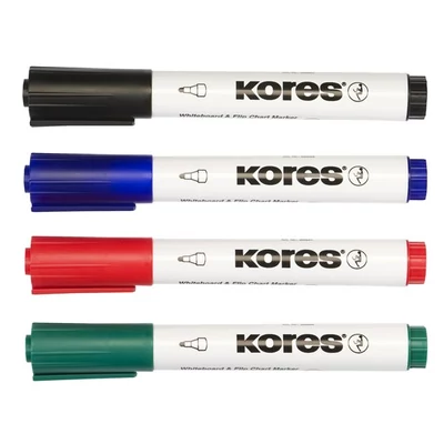 Tábla- és flipchart marker készlet, 1-3 mm, kúpos, KORES 