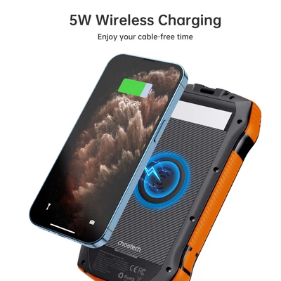 Choetech B657, 20000mAh, (PD20W, QC18W, Qi 10W Wireless Töltés, Napelemes, túrázáshoz) PowerBank