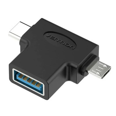 Vention USB 3.0 -> micro USB + USB-C , (fekete, hármas elosztó), adapter