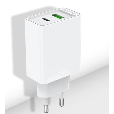 Vention USB-A+C (2port, 18W/20W,fehér), töltő