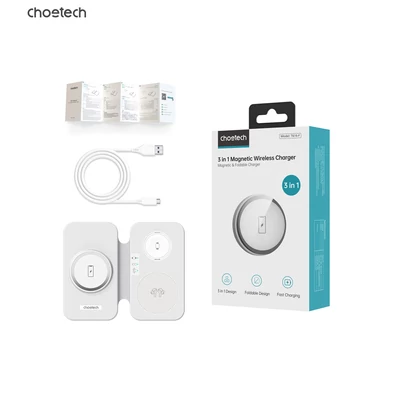 Choetech 3-1 hajtogatható, wireless, fehér, töltő