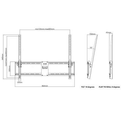 MULTIBRACKETS Fali konzol, M Universal Tilt Wallmount Black Large (55-75
