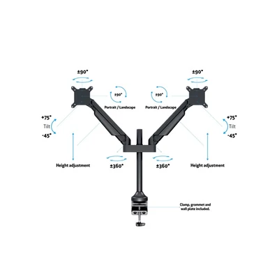 MULTIBRACKETS 2 karos asztali konzol, M VESA Gas Lift Arm Dual Black (15-32