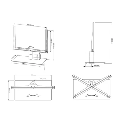 MULTIBRACKETS Forgatható asztali állvány, M VESA Tablestand Turn Black Large MAX 600x400 (40-60