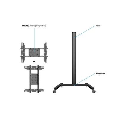 MULTIBRACKETS Gurulós padlóállvány, M Display Stand 180 Single Black (24-65