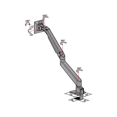MULTIBRACKETS Asztali konzol, M VESA Gas Lift Arm Single Black HD (15-34