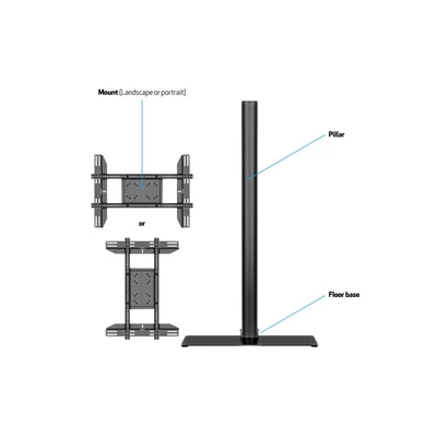 MULTIBRACKETS Padlóállvány, M Display Stand 180 Single Black w. Floorbase (24-65