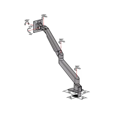 MULTIBRACKETS Gas Lift asztali konzol (2 képernyős rögzítőkar), M VESA Gas Lift Arm Single White w. Duo Crossbar (15-28
