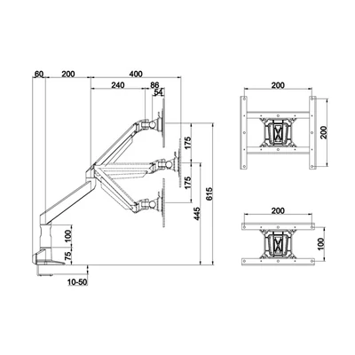 MULTIBRACKETS Asztali konzol, M VESA Gas Lift XL Single Black (15- 38