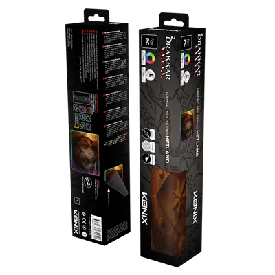 KONIX - DRAKKAR PC Hetland L Gaming Egérpad 320x270mm, Színes RGB LED