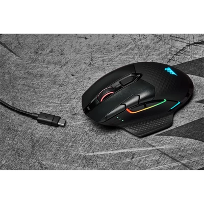 CORSAIR Vezetékes/Vezeték Nélküli Egér Gaming, DARK CORE RGB PRO, 8 programozható gomb, RGB, 18000dpi, fekete