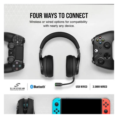 CORSAIR Vezetékes/Vezeték Nélküli Headset, VIRTUOSO RGB WIRELESS XT, Dolby Atmos, fekete