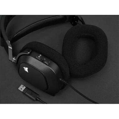 CORSAIR Vezetékes Headset, HS80 RGB USB Gaming, 7.1 Hangzás, RGB, fekete