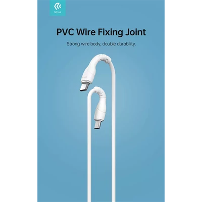 DEVIA USB TYPE-C - USB TYPE-C ADAT- ÉS TÖLTŐKÁBEL 1 M-ES VEZETÉKKEL - KINTONE SERIES TYPE-C TO TYPE-C CABLE - 60W, WHITE