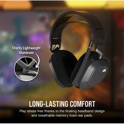 CORSAIR Vezeték Nélküli Headset, HS80 MAX RGB WIRELESS Gaming, Dolby Atmos hangzás, szürke