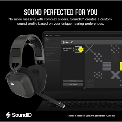 CORSAIR Vezeték Nélküli Headset, HS80 MAX RGB WIRELESS Gaming, Dolby Atmos hangzás, szürke