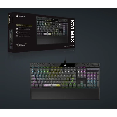 CORSAIR Vezeték Nélküli Billentyűzet Gaming, K70 MAX RGB, Mechanikus, MGX switch, fekete