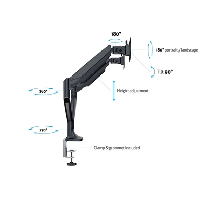 MULTIBRACKETS 2 karos asztali konzol, M Deskmount Gas Spring Dual Black (15-30