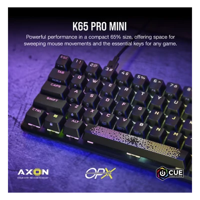 CORSAIR Vezetékes Billentyűzet Gaming, K65 PRO MINI RGB 65%, Optical-Mechanical, US, szürke