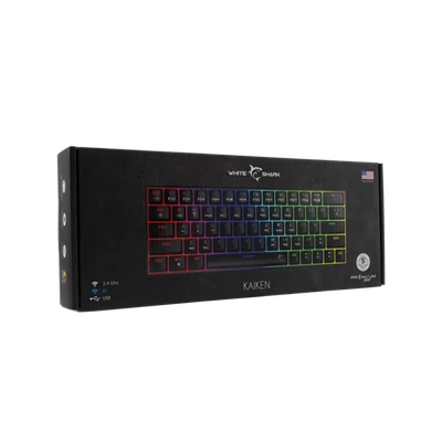 White Shark W029932 Premium KAIKEN-B/R-US vezeték nélküli mech. gamer billentyűzet, 63 piros kapcs. fekete (angol)