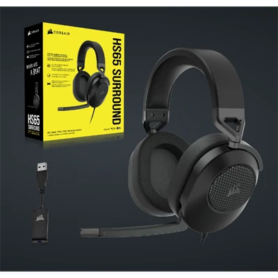 CORSAIR Vezetékes Headset, HS65 SURROUND Gaming, Dolby audio, carbon