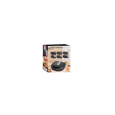 BLACKBIRD ET3110 6 in 1 sütő készlet, 750W, szendvicssütő, pirítóssütő, gofri sütő, muffin sütő, fánksütő, grillsütő,