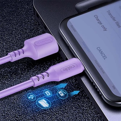 COLORWAY Kábel, USB to Type-C cable (soft silicone) 2.4A 1m lila (CW-CBUC044-PU)