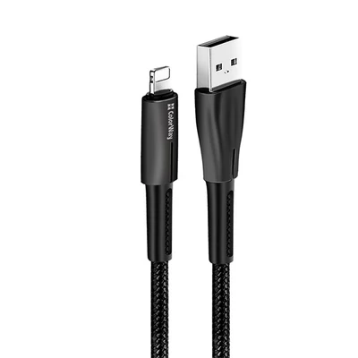 COLORWAY Kábel, USB - Apple Lightning (zinc alloy + led) 2.4A 1m black (CW-CBUL035-BK)