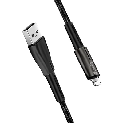 COLORWAY Kábel, USB - Apple Lightning (zinc alloy + led) 2.4A 1m black (CW-CBUL035-BK)
