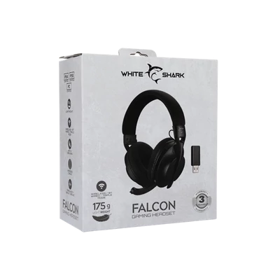 WHITE SHARK FALCON-B, GH-2441B, vezeték nélküli gamer fejhallgató, fekete