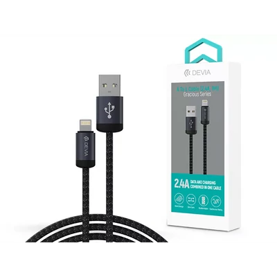DEVIA ST108035 Gracious v2 12W USB/Lightning 1m -es fekete adat-és töltőkábel