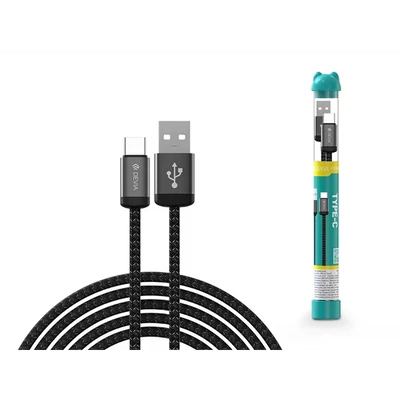 DEVIA ST107861 Gracious Tube USB/Type-C 1m-es fekete adat-és töltőkábel