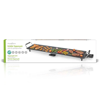 NEDIS FCTE110EBK90 Teppanyaki látvány grillsütő, 1800W, szabályozható hőmérséklet, csepptálca