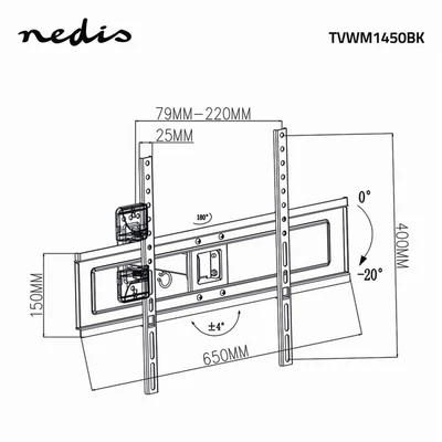 Nedis LCD TV tartó konzol 3d, Minden Irányban Mozgatható, súly: 35 kg, Dönthető, Forgatható